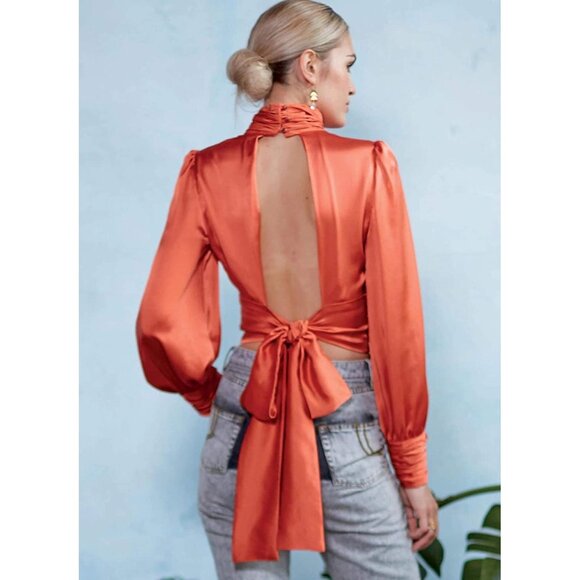 McCall's Sewing Pattern M8043 Misses Tops Size 6-14 Waist Skimming Open Back - Picture 4 of 6